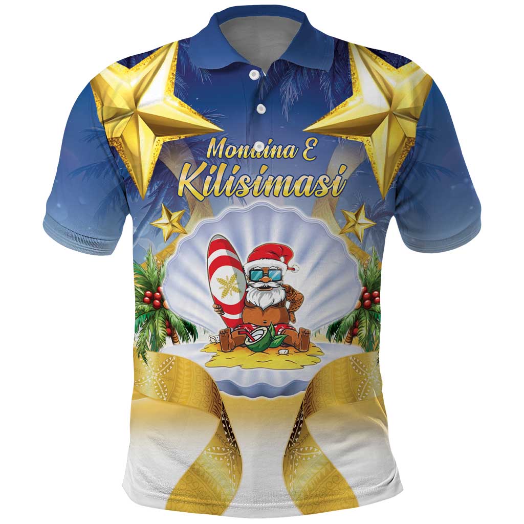 Niue Christmas Polo Shirt Seashell Santa Beach Vibes LT05 Navy - Polynesian Pride
