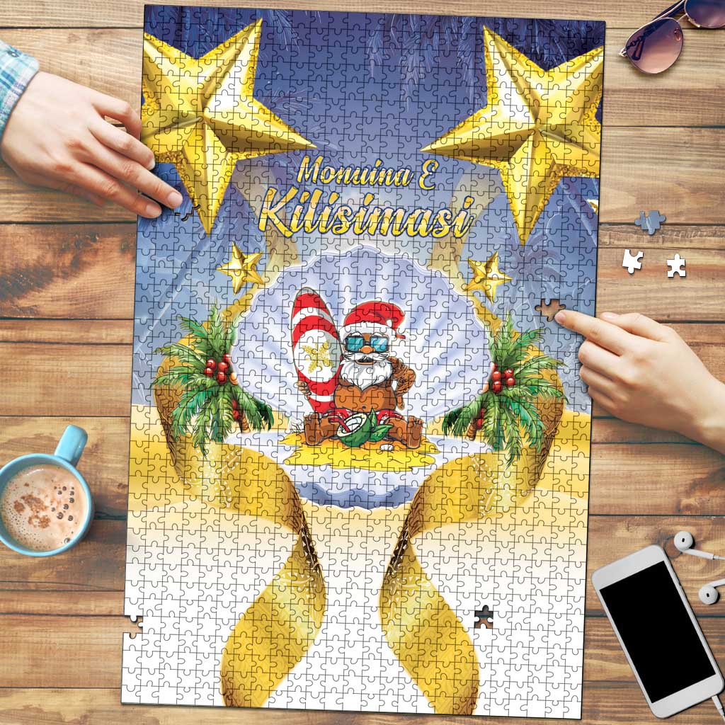 Niue Christmas Puzzle Seashell Santa Beach Vibes LT05 Navy - Polynesian Pride