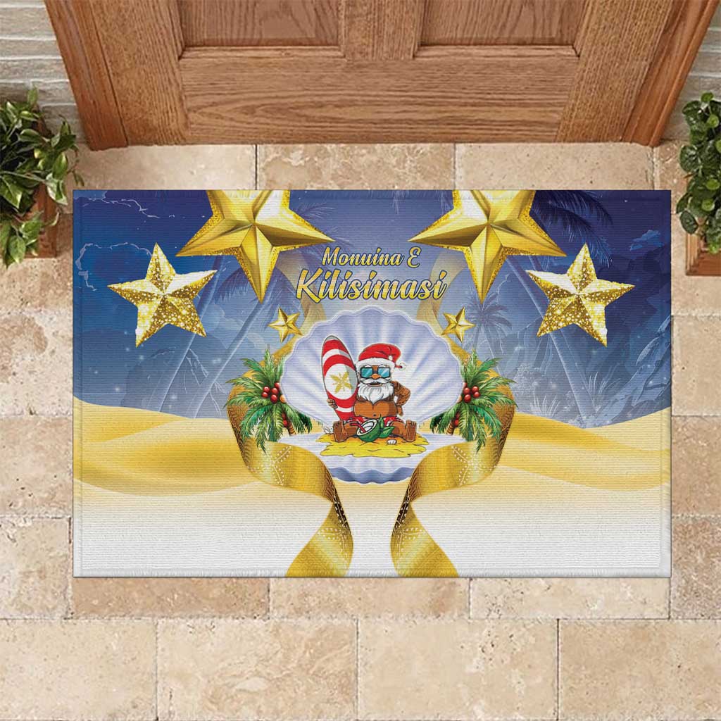 Niue Christmas Rubber Doormat Seashell Santa Beach Vibes LT05 Navy - Polynesian Pride