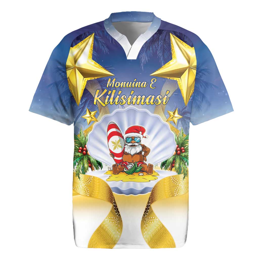 Niue Christmas Rugby Jersey Seashell Santa Beach Vibes LT05 Navy - Polynesian Pride
