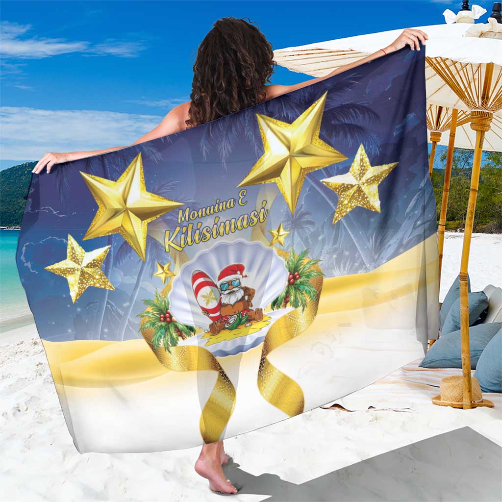 Niue Christmas Sarong Seashell Santa Beach Vibes LT05 One Size 44 x 66 inches Navy - Polynesian Pride