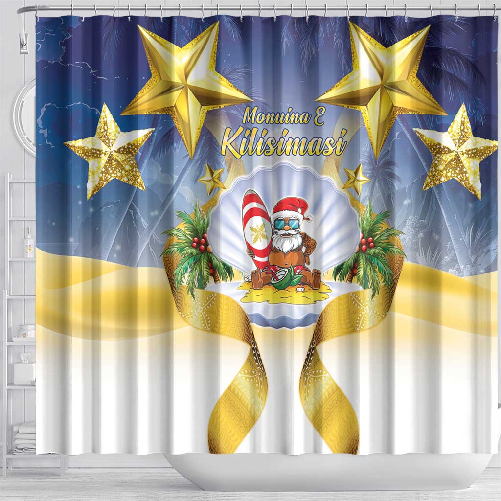 Niue Christmas Shower Curtain Seashell Santa Beach Vibes LT05 - Polynesian Pride