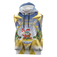 Niue Christmas Sleeveless Hoodie Seashell Santa Beach Vibes LT05 Navy - Polynesian Pride