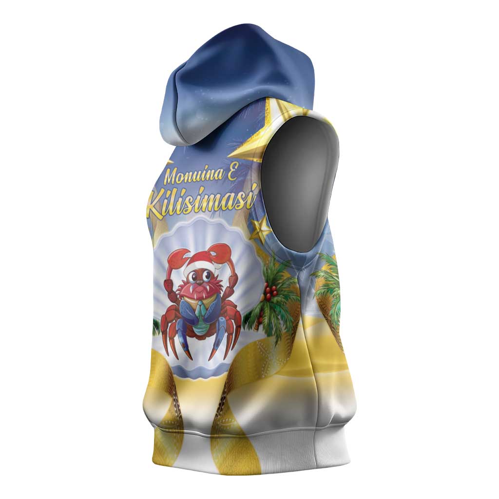 Niue Christmas Sleeveless Hoodie Seashell Santa Beach Vibes LT05 - Polynesian Pride