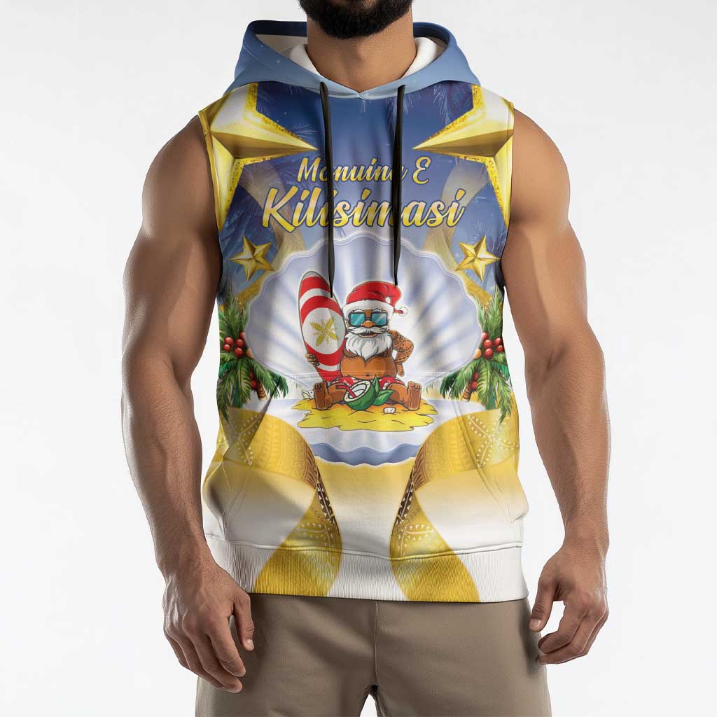 Niue Christmas Sleeveless Hoodie Seashell Santa Beach Vibes LT05 - Polynesian Pride