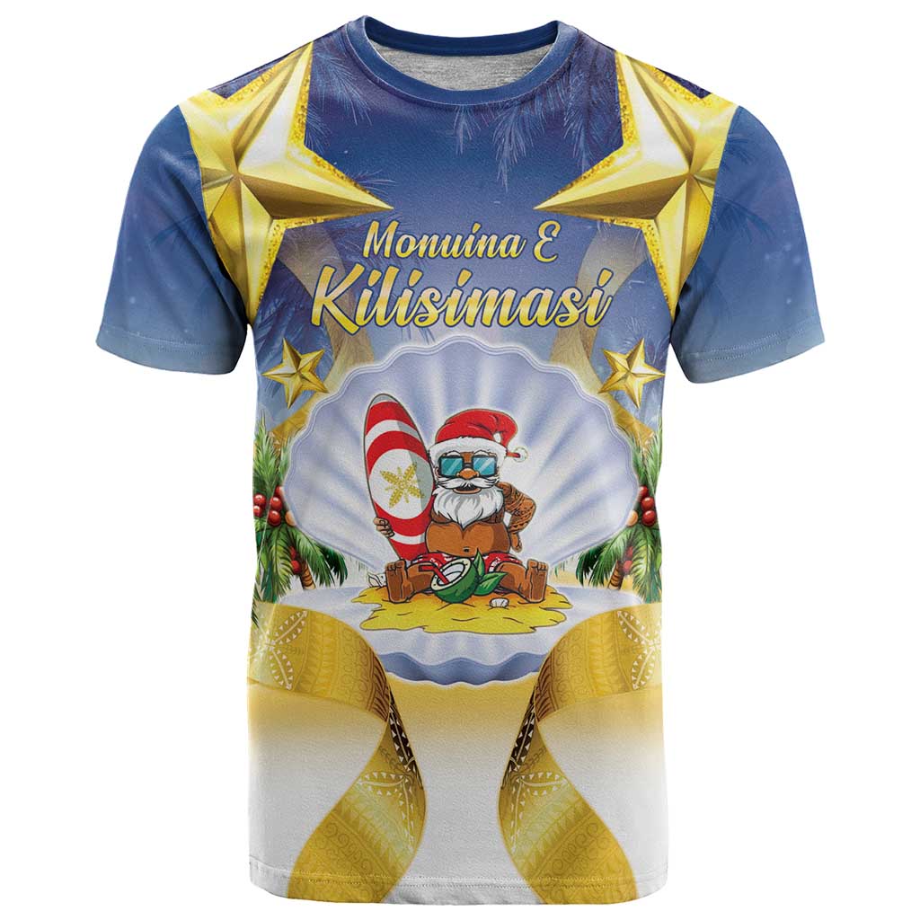 Niue Christmas T Shirt Seashell Santa Beach Vibes LT05 Navy - Polynesian Pride