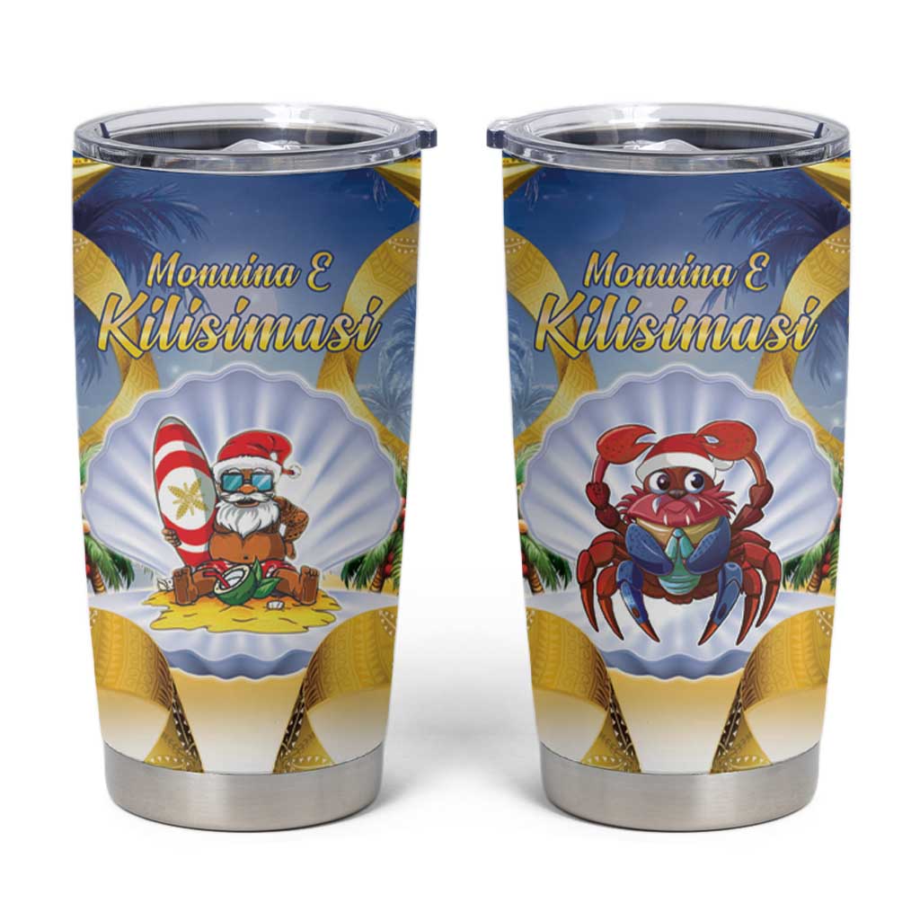 Niue Christmas Tumbler Cup Seashell Santa Beach Vibes LT05 Navy - Polynesian Pride
