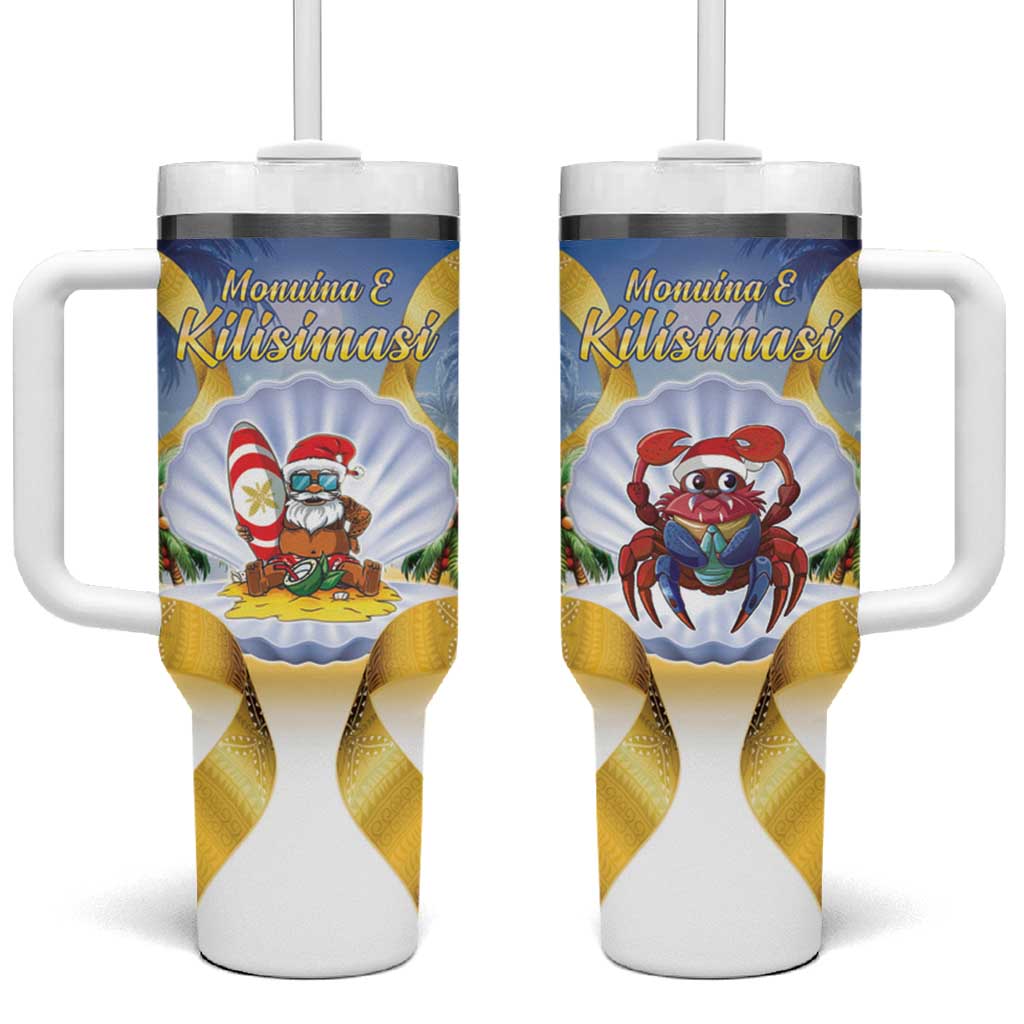 Niue Christmas Tumbler With Handle Seashell Santa Beach Vibes LT05 One Size: 40 oz Navy - Polynesian Pride