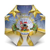 Niue Christmas Umbrella Seashell Santa Beach Vibes LT05 One Size Folded 11.42 inch Opened Diameter 37.4 inch Navy - Polynesian Pride