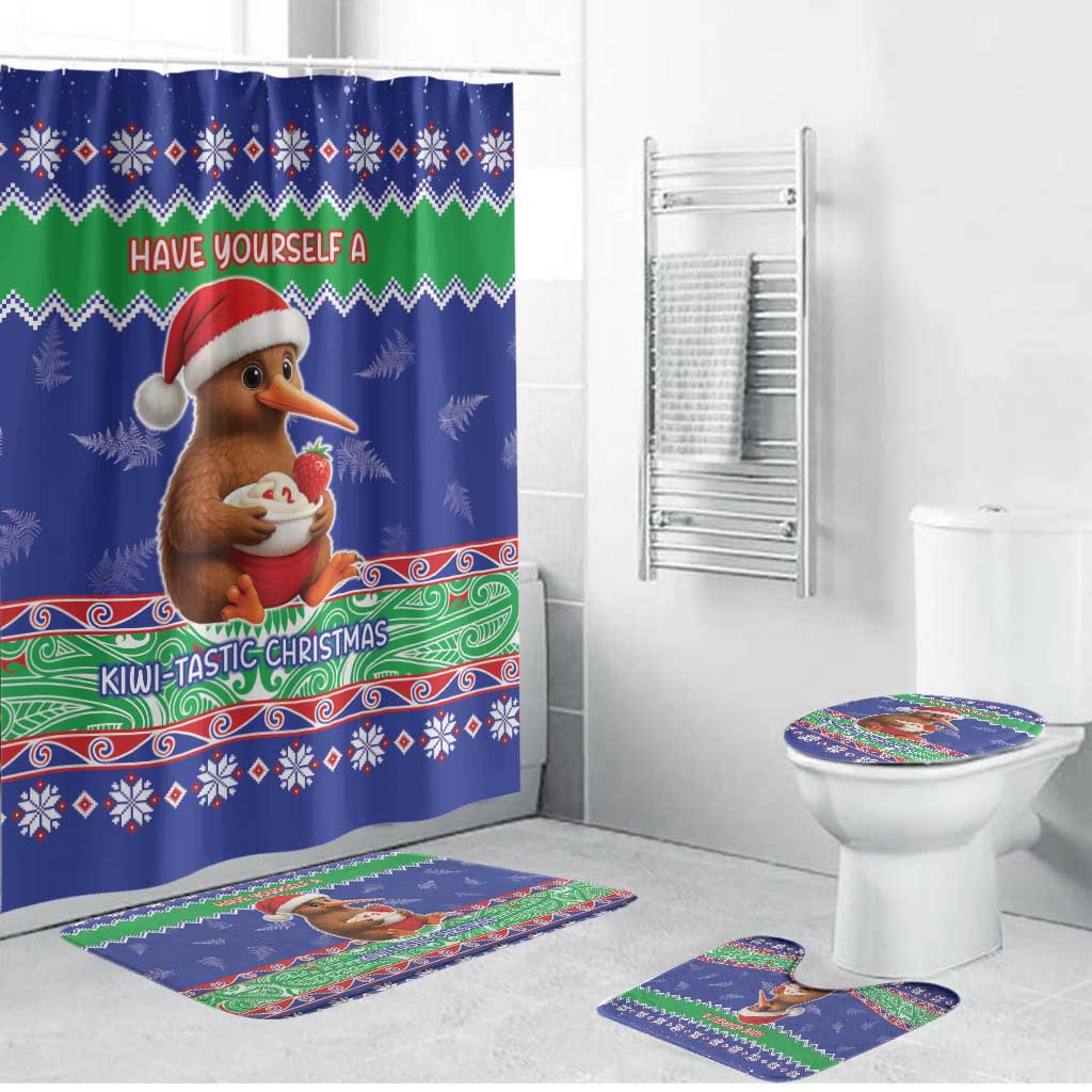 New Zealand Christmas Bathroom Set Have Yourself A Kiwi-tastic Christmas LT05 Bathroom Set (4 pcs) Blue - Polynesian Pride