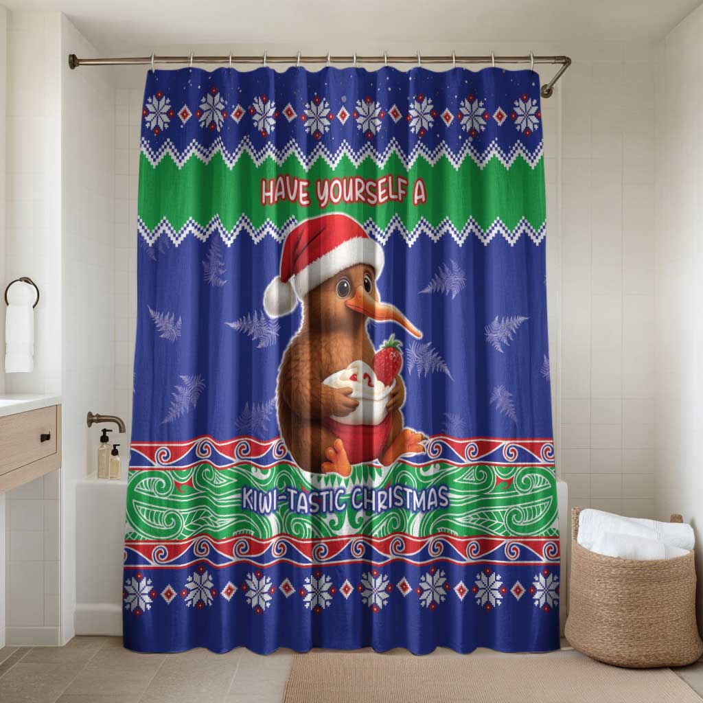 New Zealand Christmas Bathroom Set Have Yourself A Kiwi-tastic Christmas LT05 Shower Curtain Only Blue - Polynesian Pride