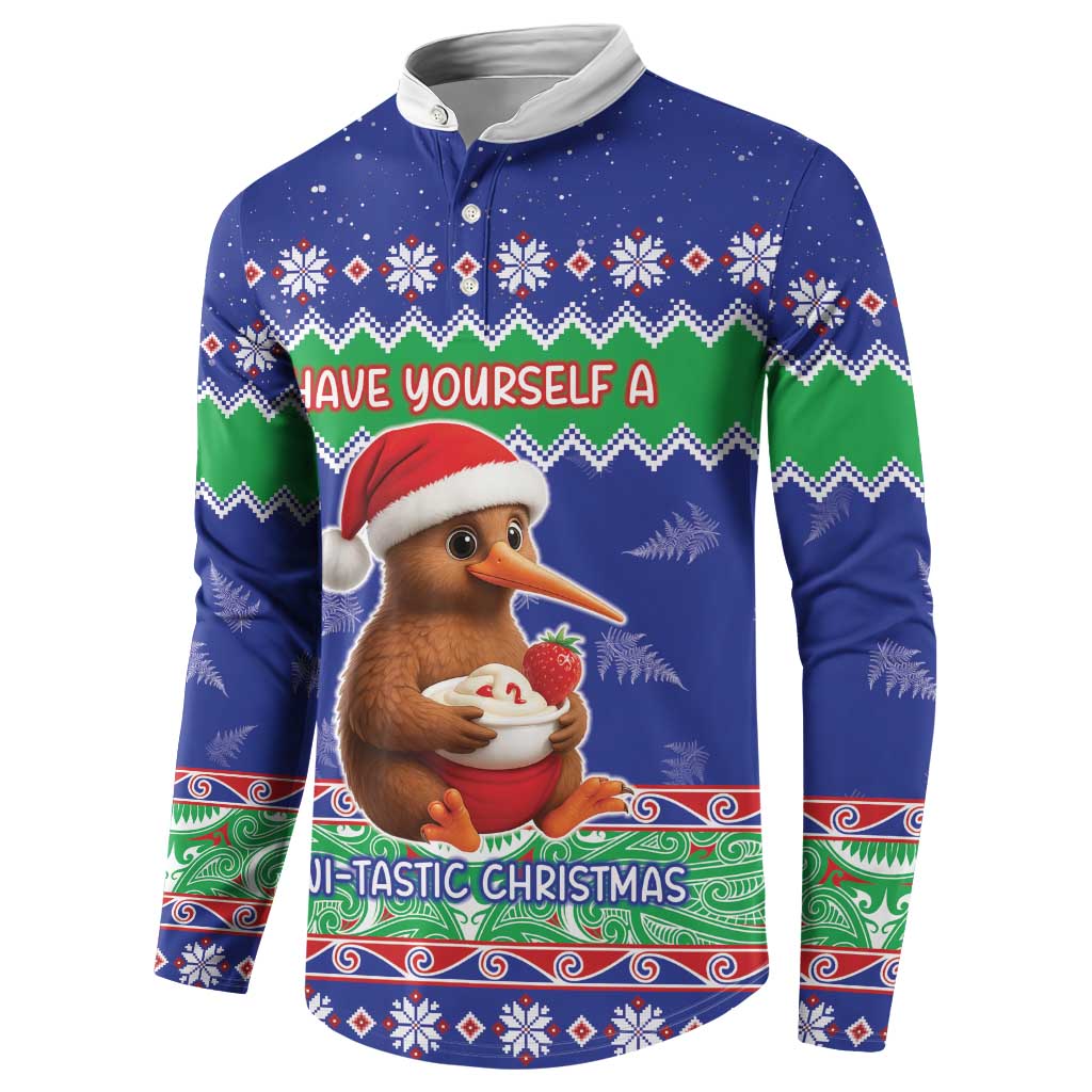New Zealand Christmas Button Sweatshirt Have Yourself A Kiwi-tastic Christmas LT05 - Polynesian Pride