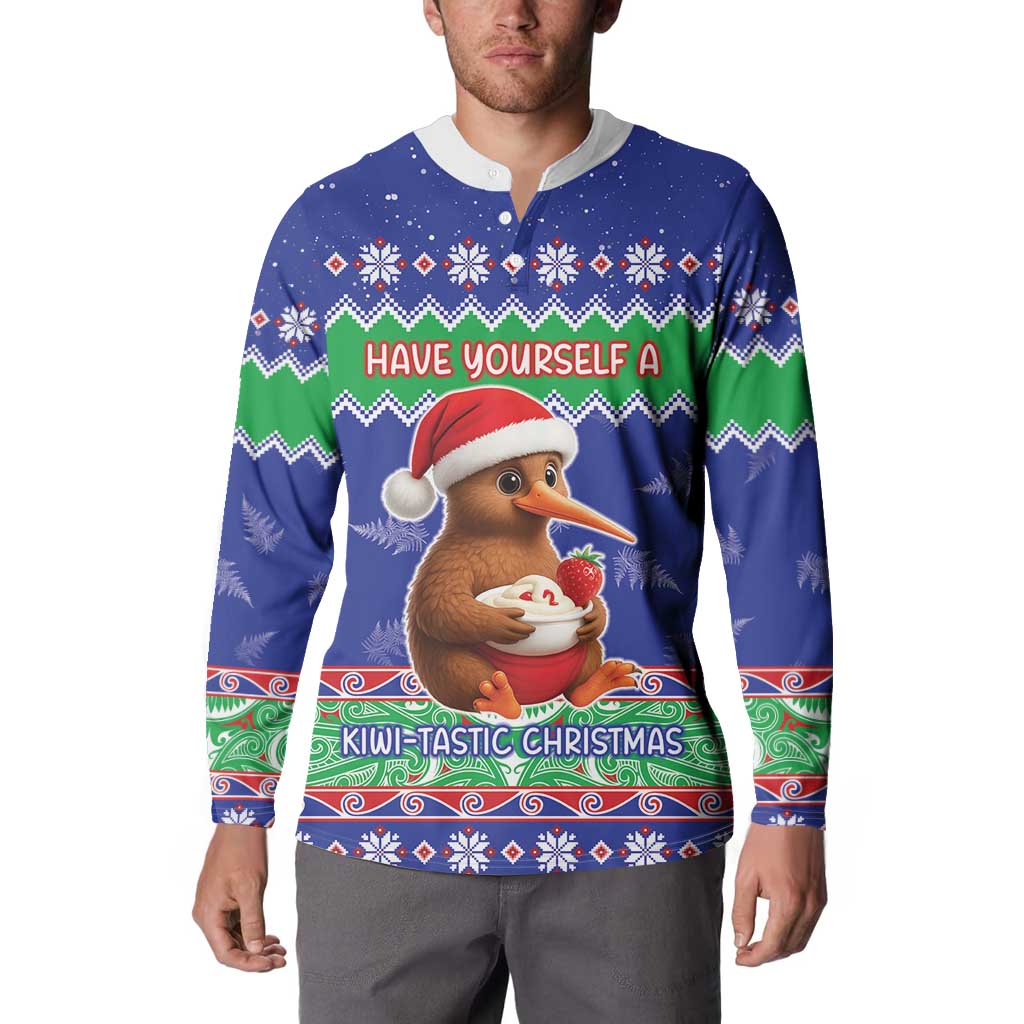 New Zealand Christmas Button Sweatshirt Have Yourself A Kiwi-tastic Christmas LT05 - Polynesian Pride