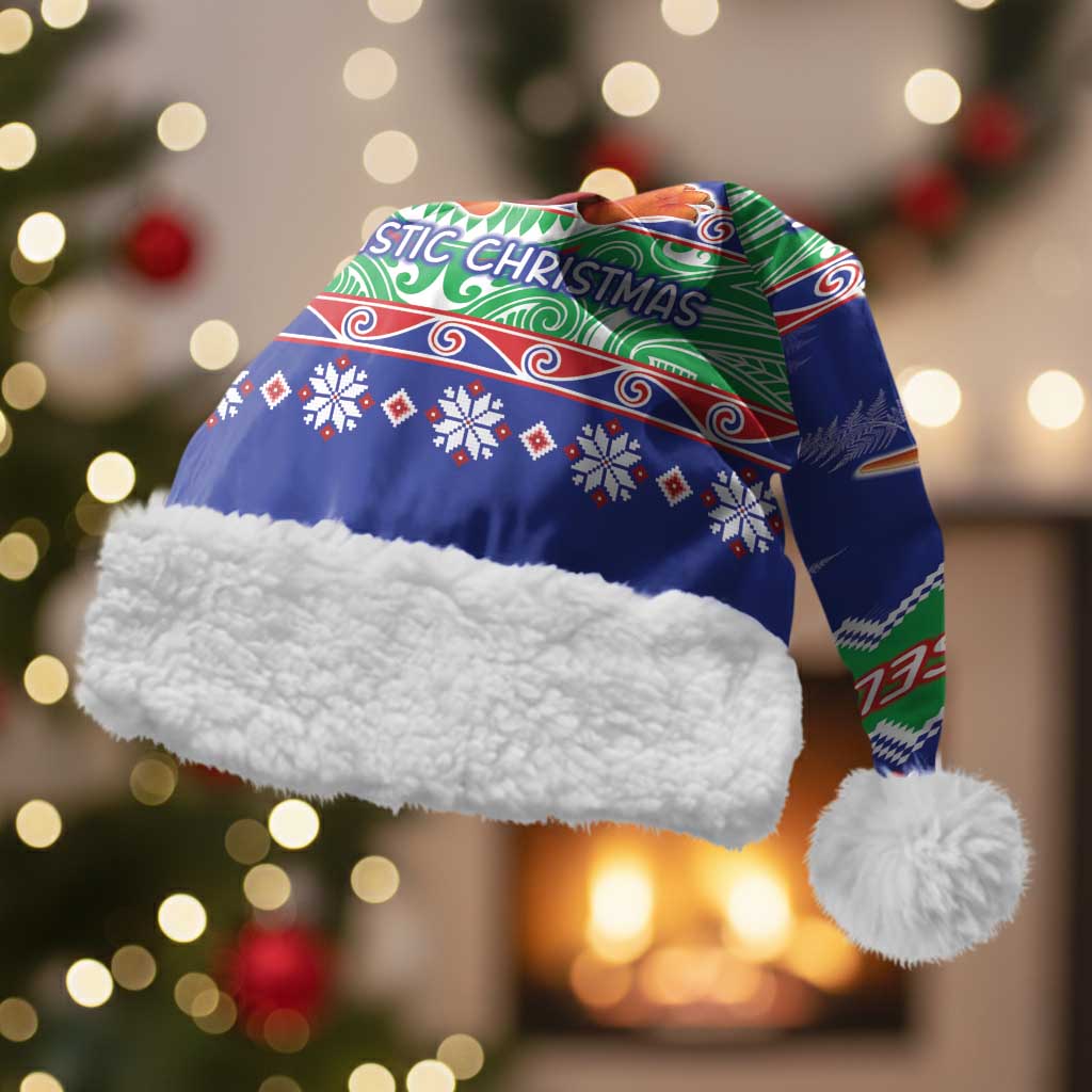 New Zealand Christmas Santa Hat Have Yourself A Kiwi-tastic Christmas LT05 With Fur Blue - Polynesian Pride