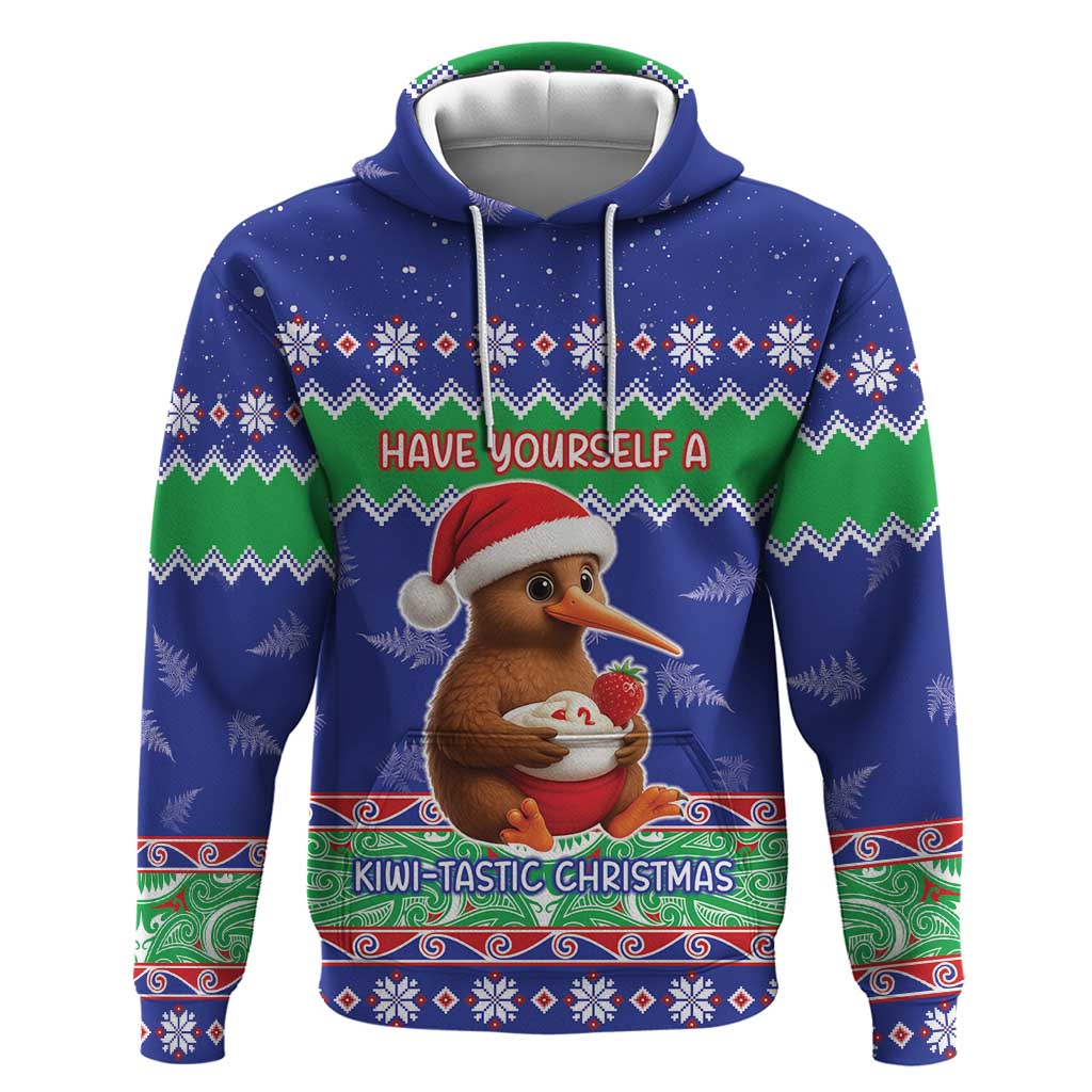 New Zealand Christmas Hoodie Have Yourself A Kiwi-tastic Christmas LT05 Pullover Hoodie Blue - Polynesian Pride