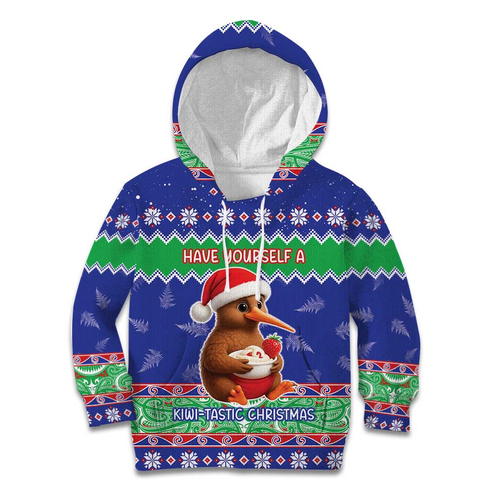 New Zealand Christmas Kid Hoodie Have Yourself A Kiwi-tastic Christmas LT05 Hoodie Blue - Polynesian Pride