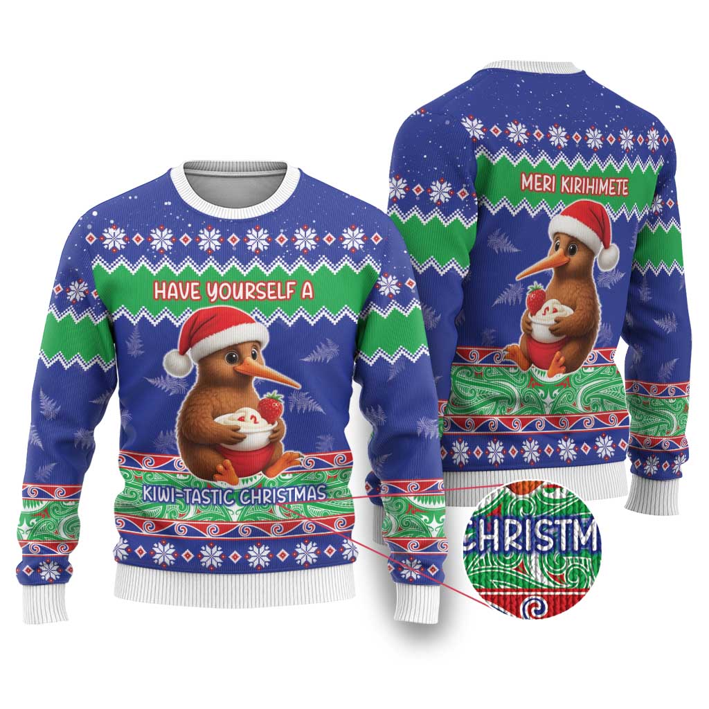 New Zealand Christmas Ugly Christmas Sweater Have Yourself A Kiwi-tastic Christmas LT05 Blue - Polynesian Pride
