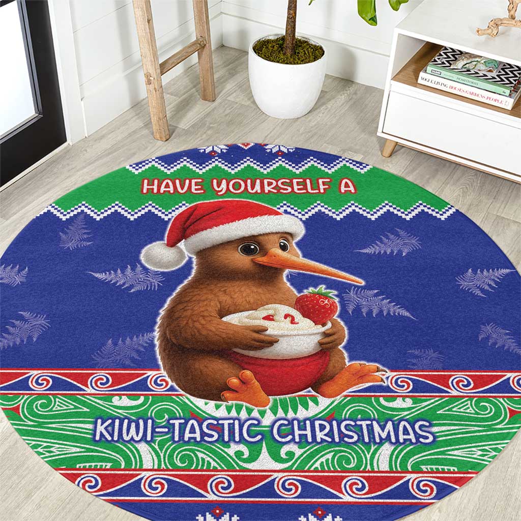 New Zealand Christmas Round Carpet Have Yourself A Kiwi-tastic Christmas LT05 Blue - Polynesian Pride