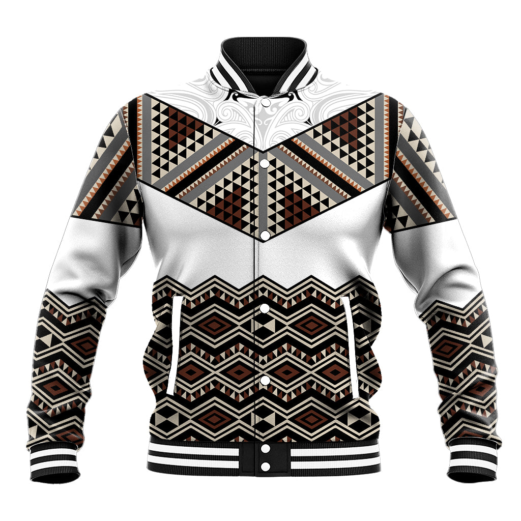 New Zealand Aotearoa Baseball Jacket Taniko Art Simple Style LT05 Unisex Brown - Polynesian Pride