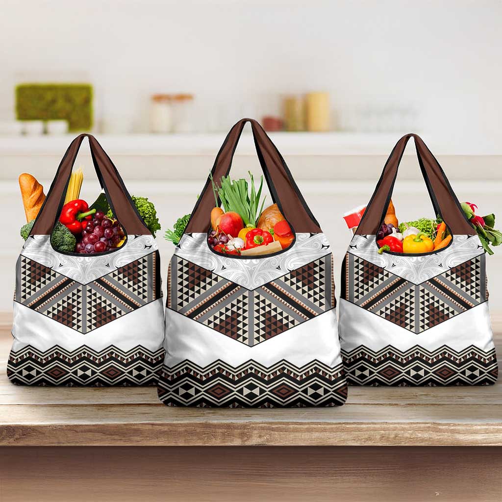 New Zealand Aotearoa Grocery Bag Taniko Art Simple Style LT05 3-pack One Size Brown - Polynesian Pride