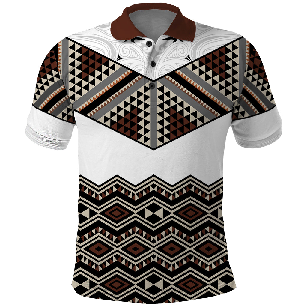 New Zealand Aotearoa Polo Shirt Taniko Art Simple Style LT05 Brown - Polynesian Pride