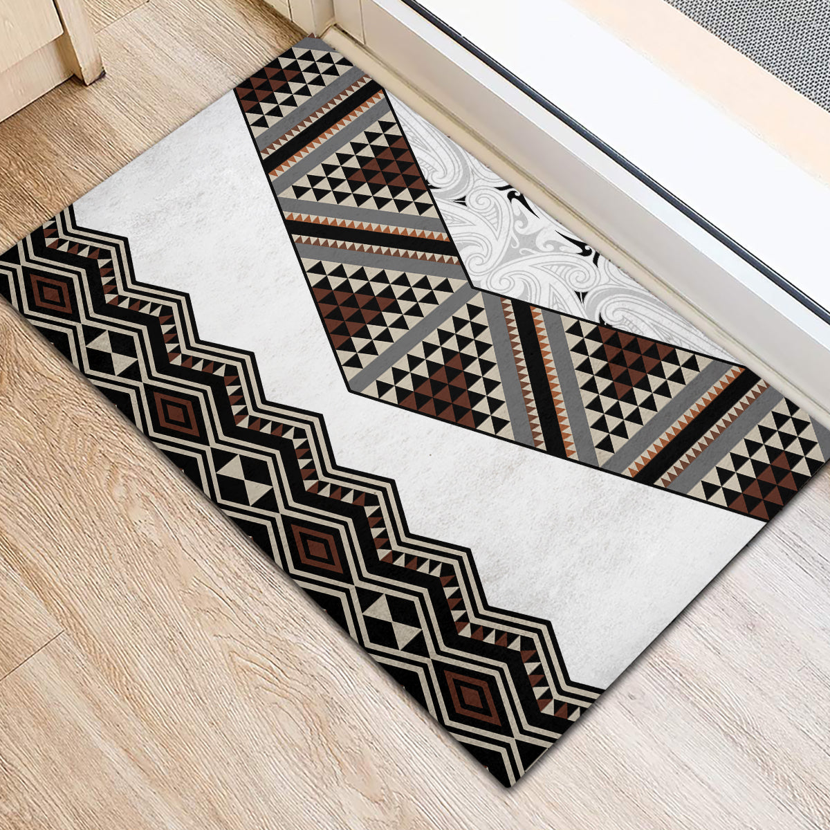 New Zealand Aotearoa Rubber Doormat Taniko Art Simple Style LT05 - Polynesian Pride