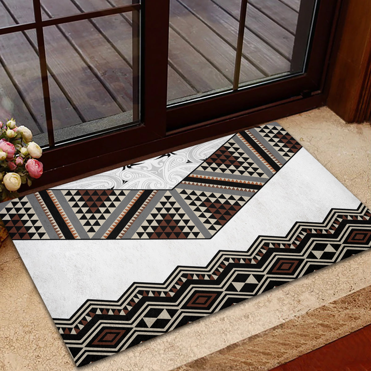 New Zealand Aotearoa Rubber Doormat Taniko Art Simple Style LT05 - Polynesian Pride