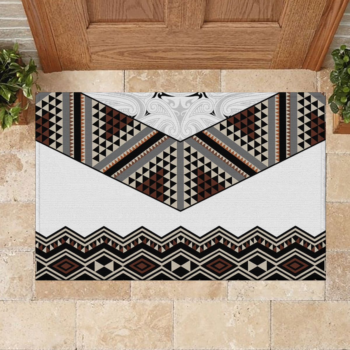 New Zealand Aotearoa Rubber Doormat Taniko Art Simple Style LT05 - Polynesian Pride