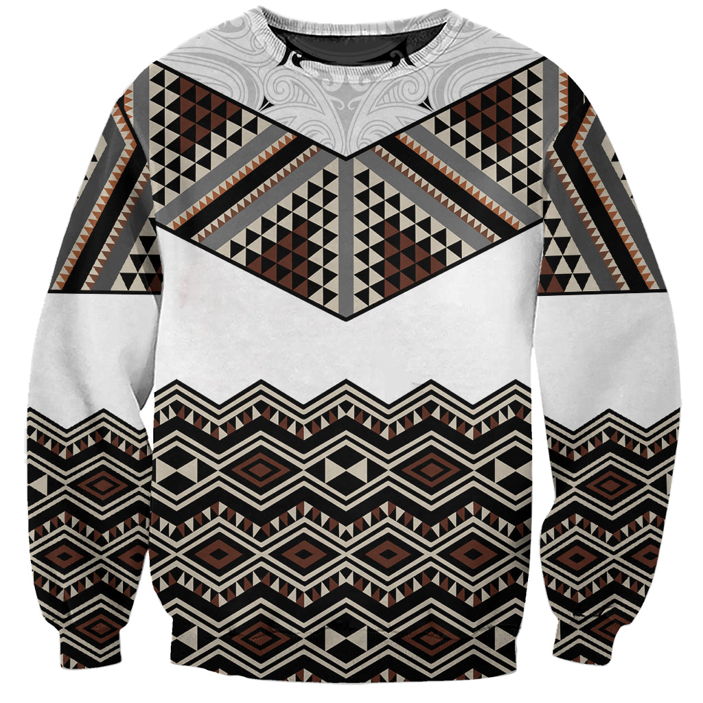 New Zealand Aotearoa Sweatshirt Taniko Art Simple Style LT05 Unisex Brown - Polynesian Pride