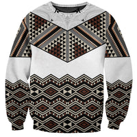 New Zealand Aotearoa Sweatshirt Taniko Art Simple Style LT05 Unisex Brown - Polynesian Pride