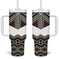 New Zealand Aotearoa Tumbler With Handle Taniko Art Simple Style LT05 One Size: 40 oz Brown - Polynesian Pride