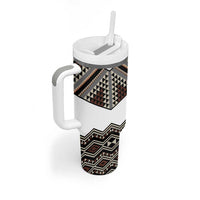 New Zealand Aotearoa Tumbler With Handle Taniko Art Simple Style LT05 - Polynesian Pride