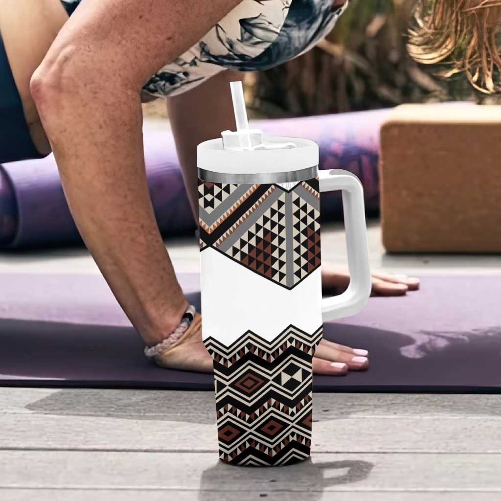 New Zealand Aotearoa Tumbler With Handle Taniko Art Simple Style LT05 - Polynesian Pride