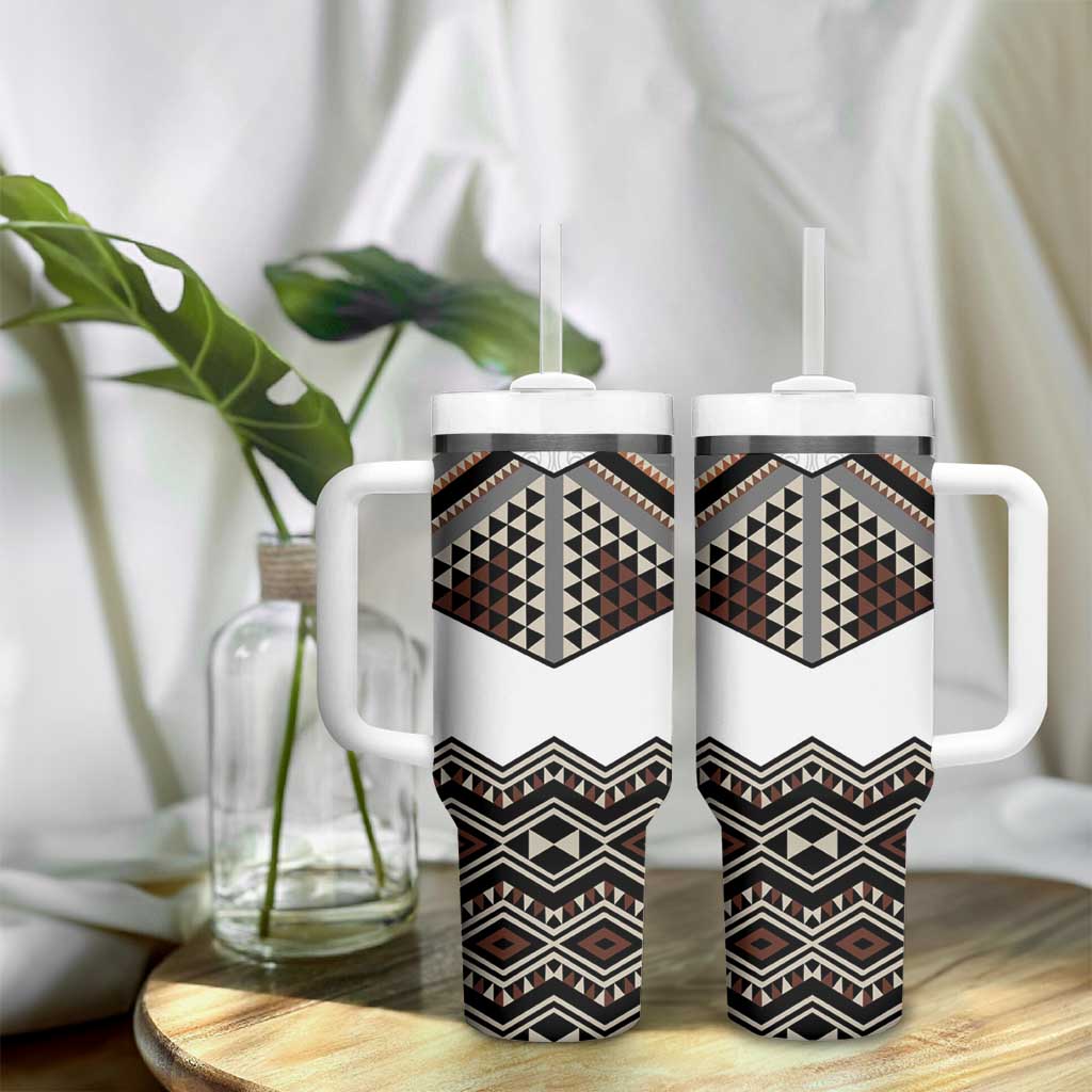 New Zealand Aotearoa Tumbler With Handle Taniko Art Simple Style LT05 - Polynesian Pride