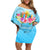 Universal Human Rights Month Family Matching Off Shoulder Short Dress and Hawaiian Shirt Polynesian Style LT05 Mom's Dress Blue - Polynesian Pride