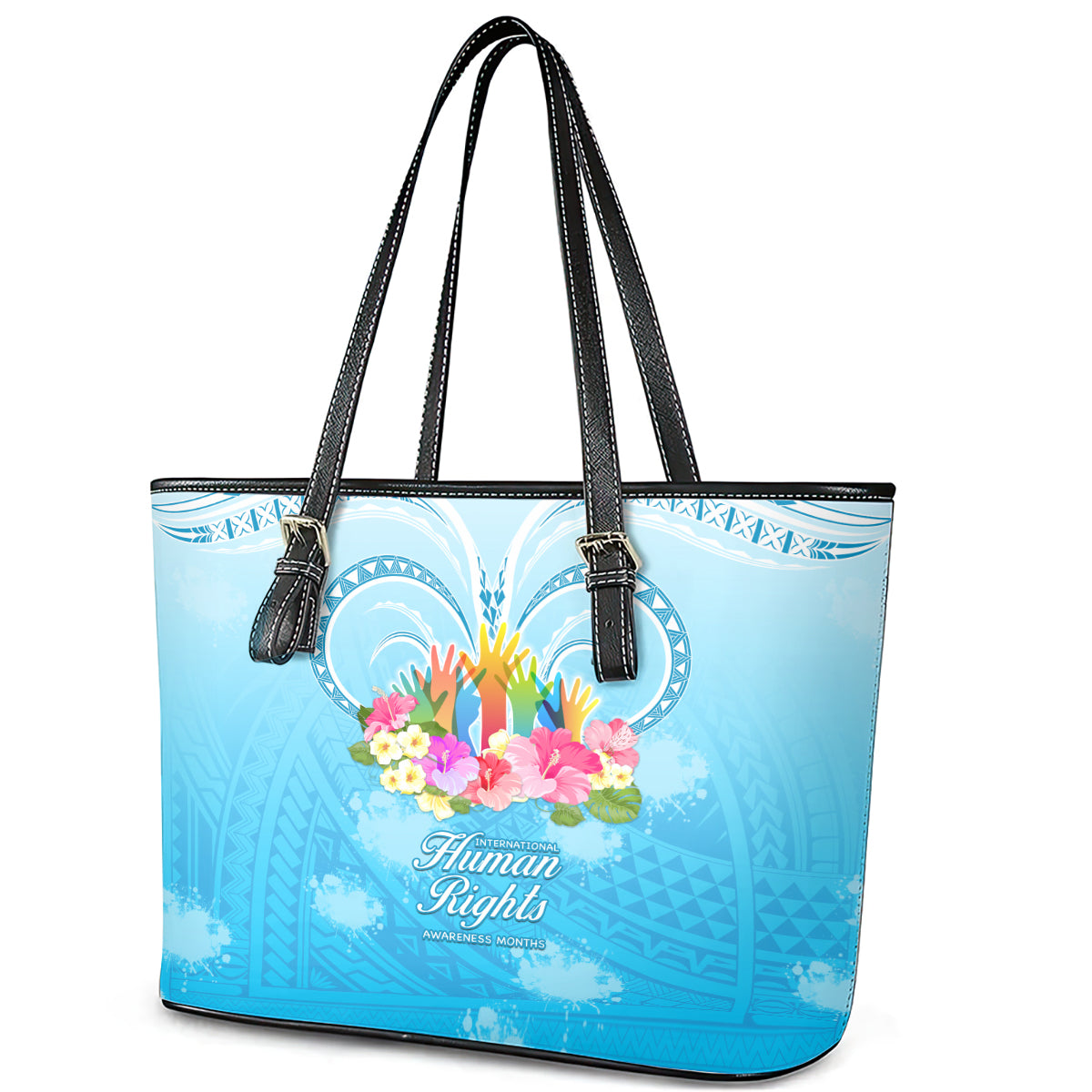 Universal Human Rights Month Leather Tote Bag Polynesian Style LT05 - Polynesian Pride