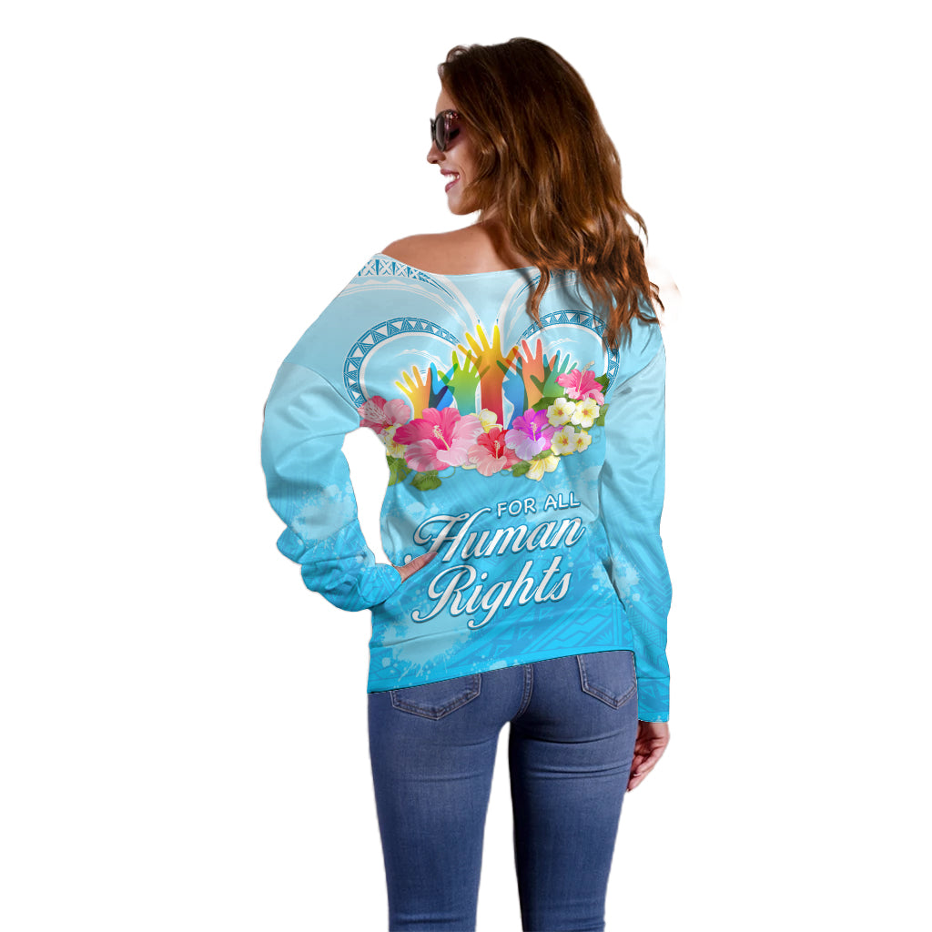 Universal Human Rights Month Off Shoulder Sweater Polynesian Style LT05 - Polynesian Pride