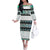 New Zealand Aotearoa Family Matching Off Shoulder Long Sleeve Dress and Hawaiian Shirt With Paua Shell Kowhaiwhai Pattern LT05 Mom's Dress Green - Polynesian Pride