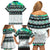 New Zealand Aotearoa Family Matching Off Shoulder Short Dress and Hawaiian Shirt With Paua Shell Kowhaiwhai Pattern LT05 - Polynesian Pride