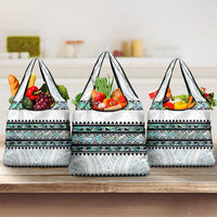 New Zealand Aotearoa Grocery Bag With Paua Shell Kowhaiwhai Pattern LT05 3-pack One Size Green - Polynesian Pride