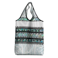 New Zealand Aotearoa Grocery Bag With Paua Shell Kowhaiwhai Pattern LT05 - Polynesian Pride