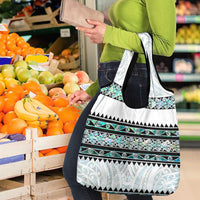 New Zealand Aotearoa Grocery Bag With Paua Shell Kowhaiwhai Pattern LT05 - Polynesian Pride