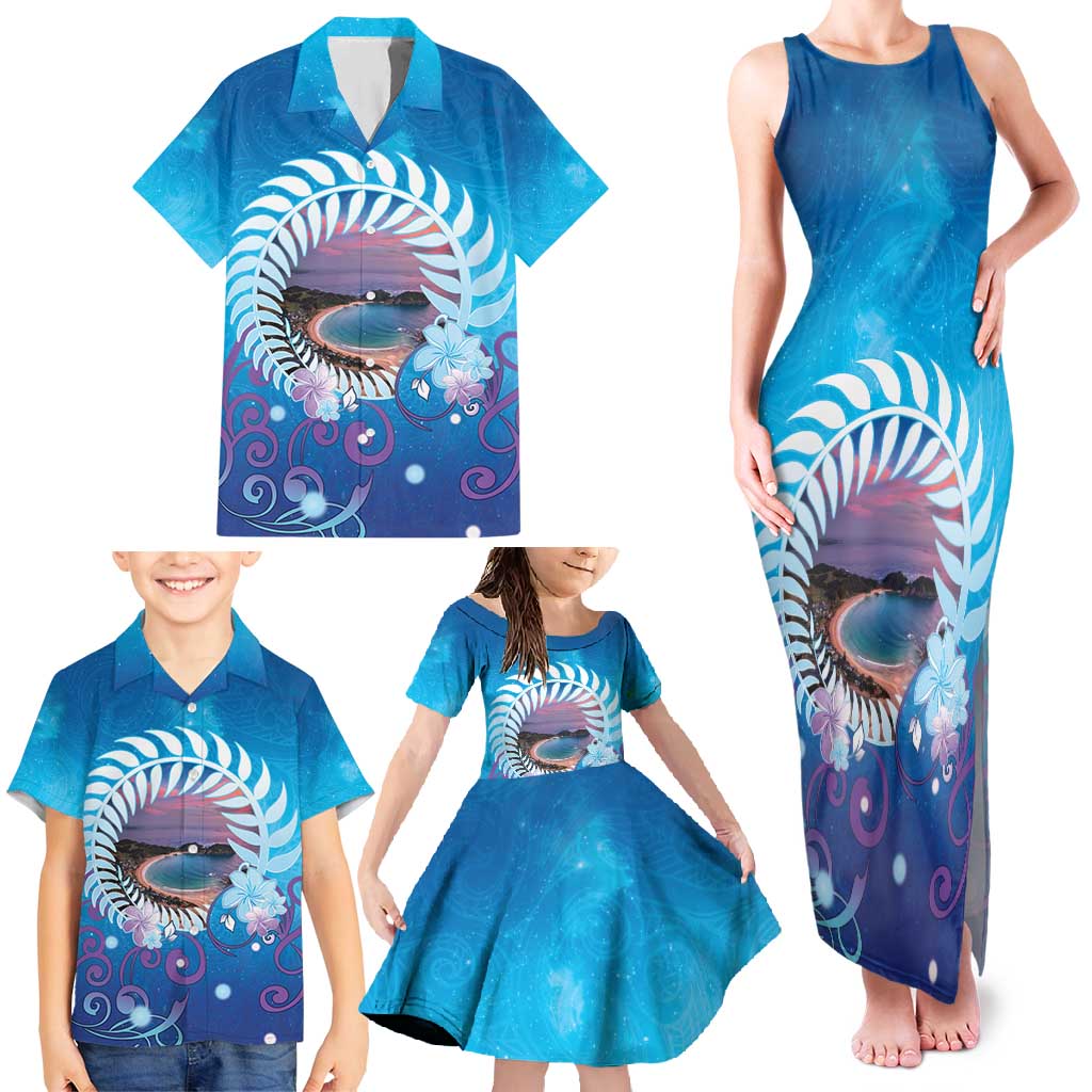 New Zealand Matapouri Beach Landscape Family Matching Tank Maxi Dress and Hawaiian Shirt