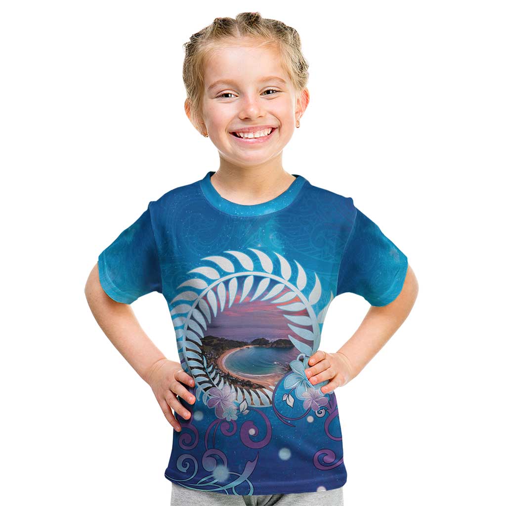 New Zealand Matapouri Beach Landscape Kid T Shirt LT05 Blue - Polynesian Pride