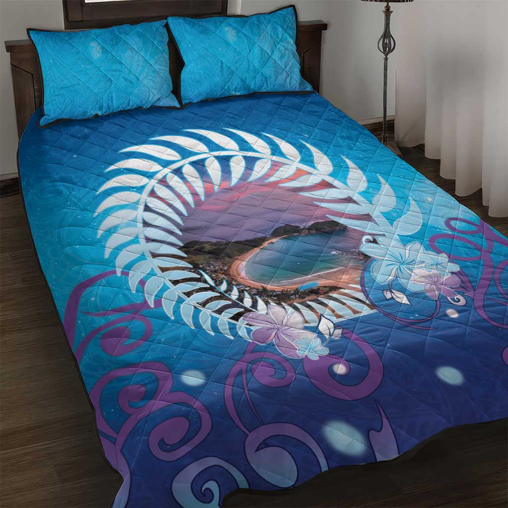 New Zealand Matapouri Beach Landscape Quilt Bed Set LT05 Blue - Polynesian Pride