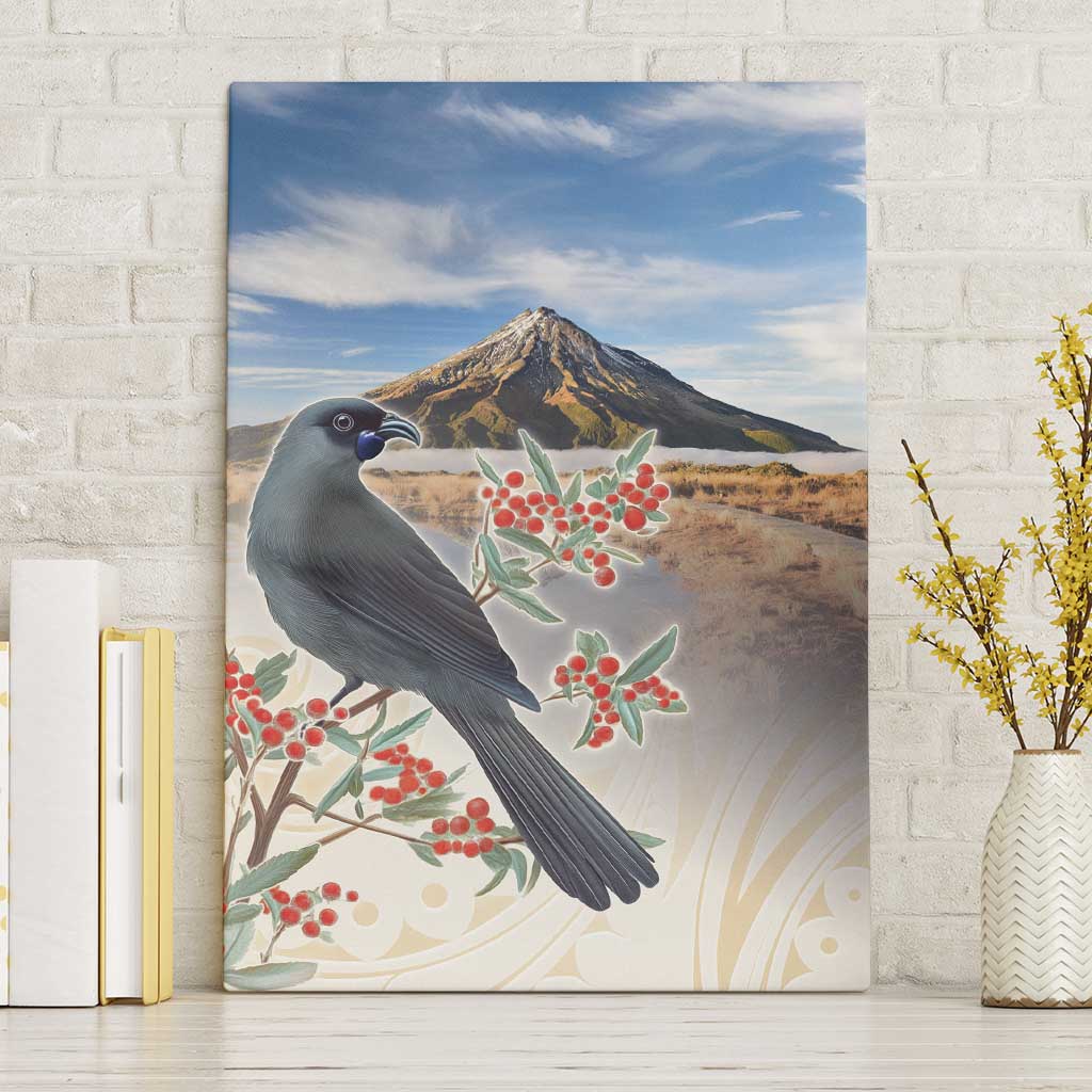 New Zealand Mount Taranaki Landscape Canvas Wall Art Kokako Bird Polynesian Style