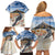 New Zealand Mount Taranaki Landscape Family Matching Off Shoulder Short Dress and Hawaiian Shirt Kokako Bird Polynesian Style