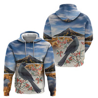 New Zealand Mount Taranaki Landscape Hoodie Kokako Bird Polynesian Style LT05 - Polynesian Pride