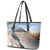 New Zealand Mount Taranaki Landscape Leather Tote Bag Kokako Bird Polynesian Style