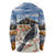 New Zealand Mount Taranaki Landscape Long Sleeve Shirt Kokako Bird Polynesian Style